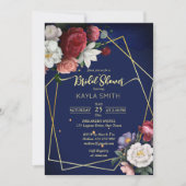 Invitation Marine bleu bordeaux rose douche géométrique nupti (Devant)