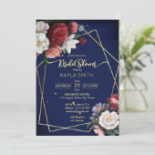 Invitation Marine bleu bordeaux rose douche géométrique nupti (Debout devant)