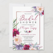 Invitation Marine Bleu Bourgogne & Blush Fête des mariées Flo (Devant)