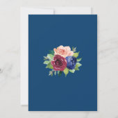 Invitation Marine Bleu Bourgogne Blush Moderne Floral Mariage (Dos)