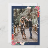 Invitation Marine Bleu Bourgogne Corail Rouge Floral Mariage (Dos)