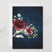 Invitation Marine Bleu Bourgogne Or Blush Mariage campagnard (Dos)