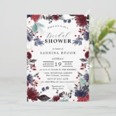 Invitation Marine Bleu Bourgogne Rouge Gothique Floral Fête d (Debout devant)