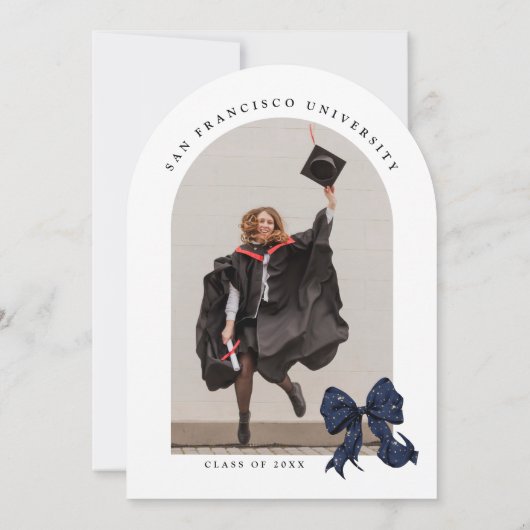 Invitation Marine Bleu Bow avec Gold Parties scintillant Gran (Dos)