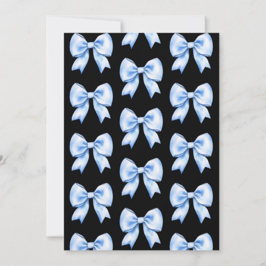 Invitation Marine Bleu Bow Coquette Script Sweet 16 Noir (Dos)