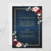 Invitation Marine Bleu Brousse Bourgogne Or Mariage géométriq (Dos)