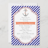 Invitation Marine bleu, corail nautique mariage douche nuptia (Devant)