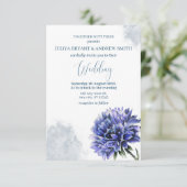 Invitation Marine Bleu Corfleur Floral simple mariage (Debout devant)