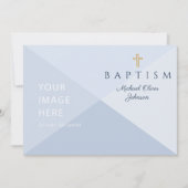 Invitation Marine Bleu Croix religieuse Boy Baptême Image per (Devant)