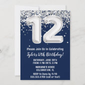 Invitation Marine Bleu et argent 12e anniversaire (Devant)