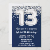 Invitation Marine Bleu et Argent 13e anniversaire (Devant)
