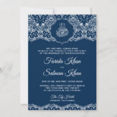 Invitation Marine bleu et blanc dentelle islamique Mariage mu (Devant)