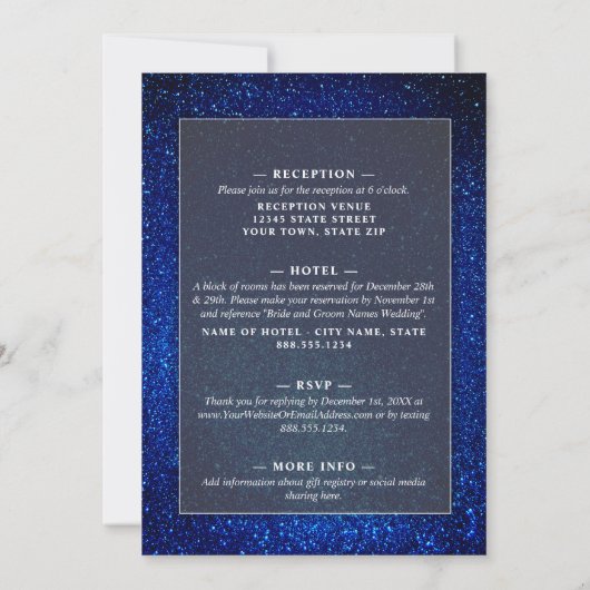 Invitation Marine Bleu et Blanc Élégant Simple Mariage modern (Dos)