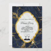 Invitation Marine Bleu et Marbre d'or Dîner élégant (Devant)