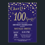 Invitation Marine Bleu et or 100e Anniversaire Diamant<br><div class="desc">Invitation du 100e anniversaire avec l'Arrière - plan Diamond Parties scintillant bleu et or de la Marine. Confetti d'or. Anniversaire adulte. Hommes ou Femmes Anniversaire. Pour plus de personnalisation,  cliquez sur le bouton "Customiser" et utilisez notre outil de conception pour modifier ce modèle.</div>