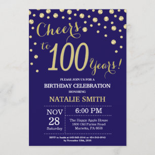 Invitation Marine Bleu et or 100e Anniversaire Diamant