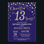 Invitation Marine Bleu et Or 13e Anniversaire Diamant<br><div class="desc">Invitation du 13e anniversaire avec l'Arrière - plan Diamond Parties scintillant bleu et or de la Marine. Confetti d'or. Anniversaire enfant. Anniversaire garçon ou fille. Pour plus de personnalisation,  cliquez sur le bouton "Customiser" et utilisez notre outil de conception pour modifier ce modèle.</div>