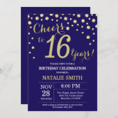 Invitation Marine Bleu et or 16e Anniversaire Diamant (Devant / Derrière)