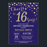 Invitation Marine Bleu et or 16e Anniversaire Diamant<br><div class="desc">Invitation du 16e anniversaire avec l'Arrière - plan Diamond Parties scintillant bleu et or de la Marine. Confetti d'or. Anniversaire enfant. Anniversaire garçon ou fille. Pour plus de personnalisation,  cliquez sur le bouton "Customiser" et utilisez notre outil de conception pour modifier ce modèle.</div>
