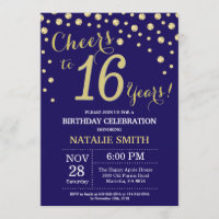 Marine Bleu et or 16e Anniversaire Diamant