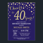 Invitation Marine Bleu et or 40e Anniversaire Diamant<br><div class="desc">30e anniversaire Invitation avec l'Arrière - plan Diamond Parties scintillant bleu et or de la Marine. Confetti d'or. Anniversaire adulte. Hommes ou Femmes Anniversaire. Pour plus de personnalisation,  cliquez sur le bouton "Customiser" et utilisez notre outil de conception pour modifier ce modèle.</div>