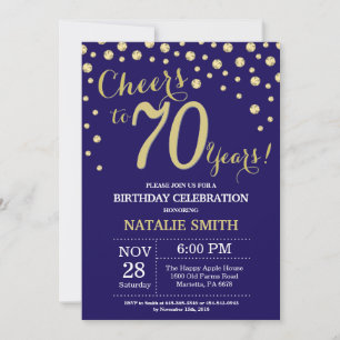 Invitation Marine Bleu et or 70e Anniversaire Diamant