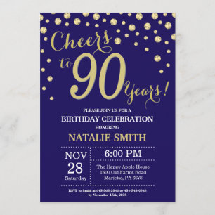 Invitation Marine Bleu et or 90e Anniversaire Diamant