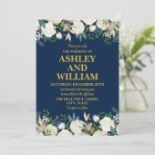 Invitation Marine Bleu et or Boho Bohème Bohème Mariage de ve (Debout devant)