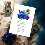 Invitation Marine bleu et or Vintage Peacock Mariage floral<br><div class="desc">Elégante marine vintage et faire-part de mariage royale bleue rose aux accents de violet dans un thème baroque paon personnalisable à vos spécificités d'événement.</div>