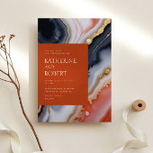 Invitation Marine Bleu Et Orange Agate Mariage Moderne