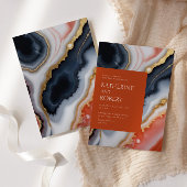 Invitation Marine Bleu Et Orange Agate Mariage Moderne