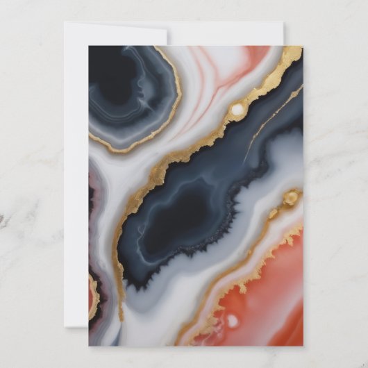 Invitation Marine Bleu Et Orange Agate Mariage Moderne (Dos)