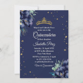 Invitation Marine Bleu et Parties scintillant d'or Tiara Quin (Devant)