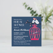 Invitation Marine Bleu et Rose cage d'oiseaux Lovebirds Invit (Debout devant)