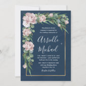 Invitation Marine bleu et rose Dusty Rose vert Mariage or (Devant)