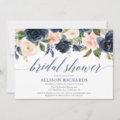 Invitation Marine bleu et rose rousse douche à nuptiale (Devant)