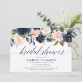 Invitation Marine bleu et rose rousse douche à nuptiale (Debout devant)