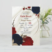 Invitation marine bleu et rouge floral géométrique douche nup (Debout devant)