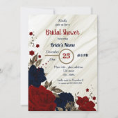 Invitation marine bleu et rouge floral nuptiale (Devant)