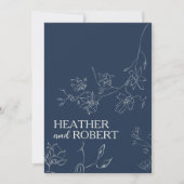 Invitation Marine Bleu Floral Boho Boho Simple Mariage (Devant)