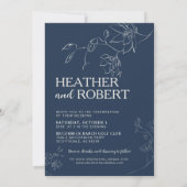 Invitation Marine Bleu Floral Boho Boho Simple Mariage (Dos)