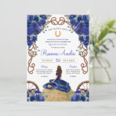 Invitation Marine Bleu Floral Ouest Charra Quinceañera (Debout devant)