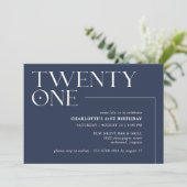 Invitation Marine bleu foncé | Cool Moderne 21ème fête d'anni (Debout devant)