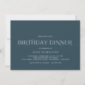 Invitation Marine bleu foncé | Dîner d'anniversaire minimalis (Devant)