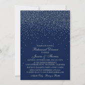Invitation Marine Bleu & Glam Silver Confetti Mariage répétit (Devant)