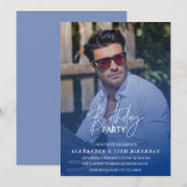 Invitation Marine bleu Hommes Photo 37e anniversaire fête (Devant / Derrière)