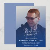 Invitation Marine bleu Hommes Photo 66e anniversaire fête (Devant / Derrière)