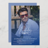 Invitation Marine bleu Hommes Photo fête de 36e anniversaire (Devant / Derrière)