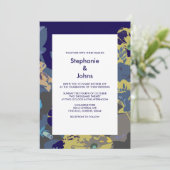 Invitation Marine Bleu Jaune Fleur sauvage Floral Modern 2025 (Debout devant)