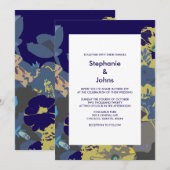 Invitation Marine Bleu Jaune Fleur sauvage Floral Modern 2025 (Devant / Derrière)